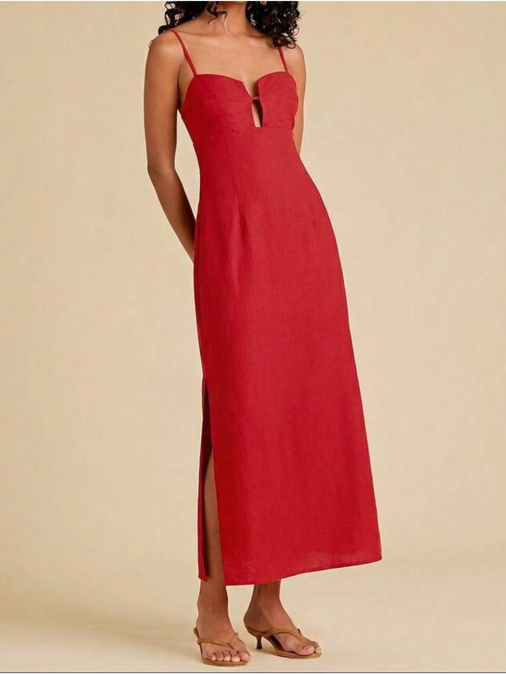 NEW Red Spaghetti-Strap Midi Dress - Picture 3 of 6